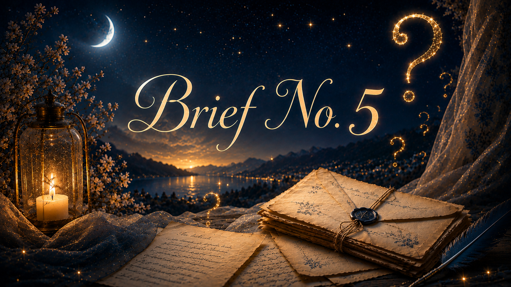 Ein versiegelter Brief mit goldenem Siegel liegt im Mondschein; darüber steht „Brief No. 5“ für Silvio.